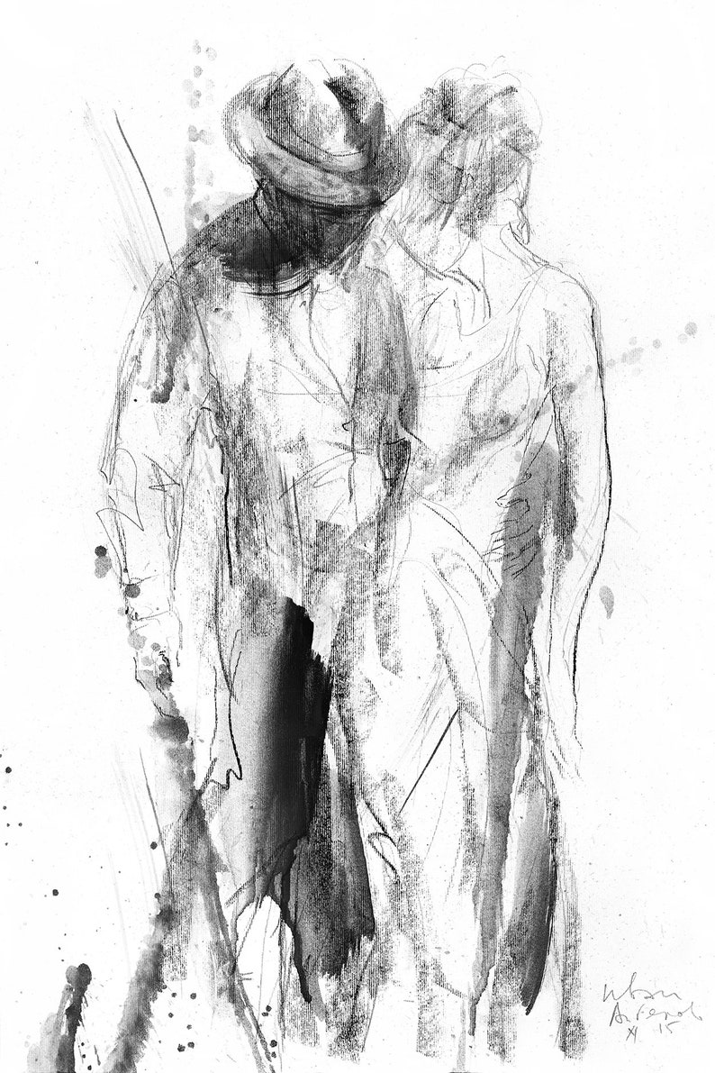 Couple Wall Art Couple Print Couple Drawing Housewarming Etsy