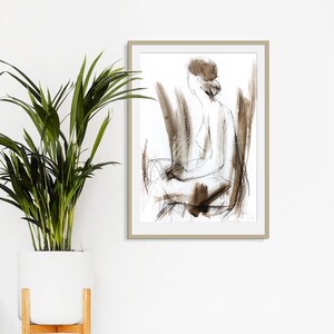 Abstract Nude Drawing, Woman Sketch, Gift For Her, Minimalist Wall Art, Figure Sketch, Female Bedroom Decor, Vanity Wall Art, Woman Gift image 5