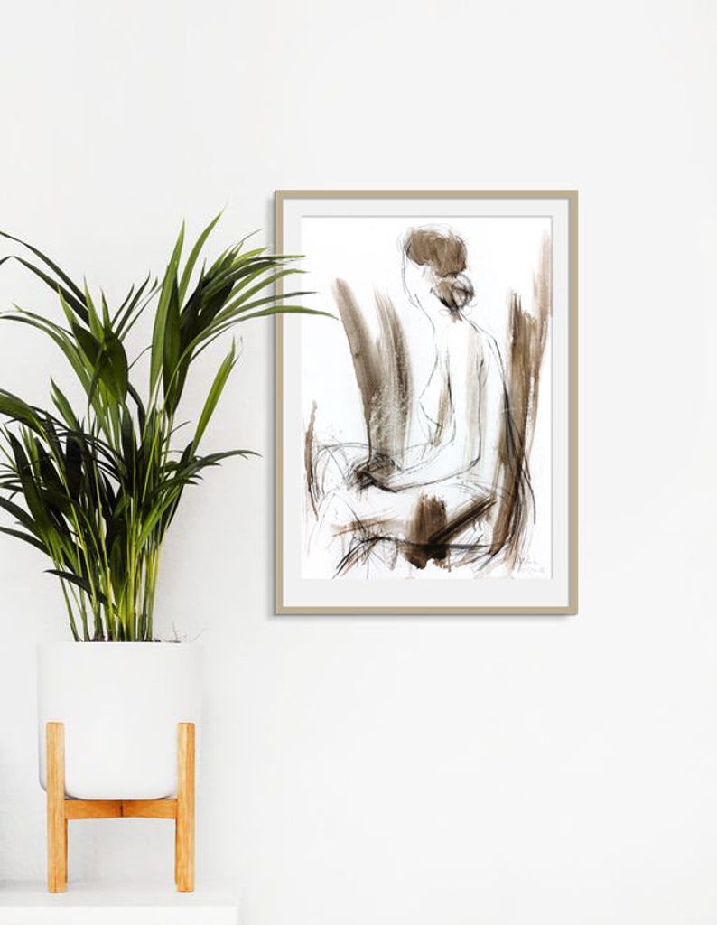 Abstract Nude Drawing, Woman Sketch, Gift For Her, Minimalist Wall Art, Figure Sketch, Female Bedroom Decor, Vanity Wall Art, Woman Gift image 5