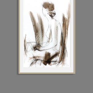 Abstract Nude Drawing, Woman Sketch, Gift For Her, Minimalist Wall Art, Figure Sketch, Female Bedroom Decor, Vanity Wall Art, Woman Gift image 3