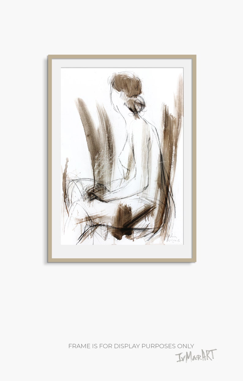 Abstract Nude Drawing, Woman Sketch, Gift For Her, Minimalist Wall Art, Figure Sketch, Female Bedroom Decor, Vanity Wall Art, Woman Gift image 4