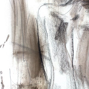 Nude Woman Sketch, Original Charcoal Drawing, Graphic Art Sketch, Woman