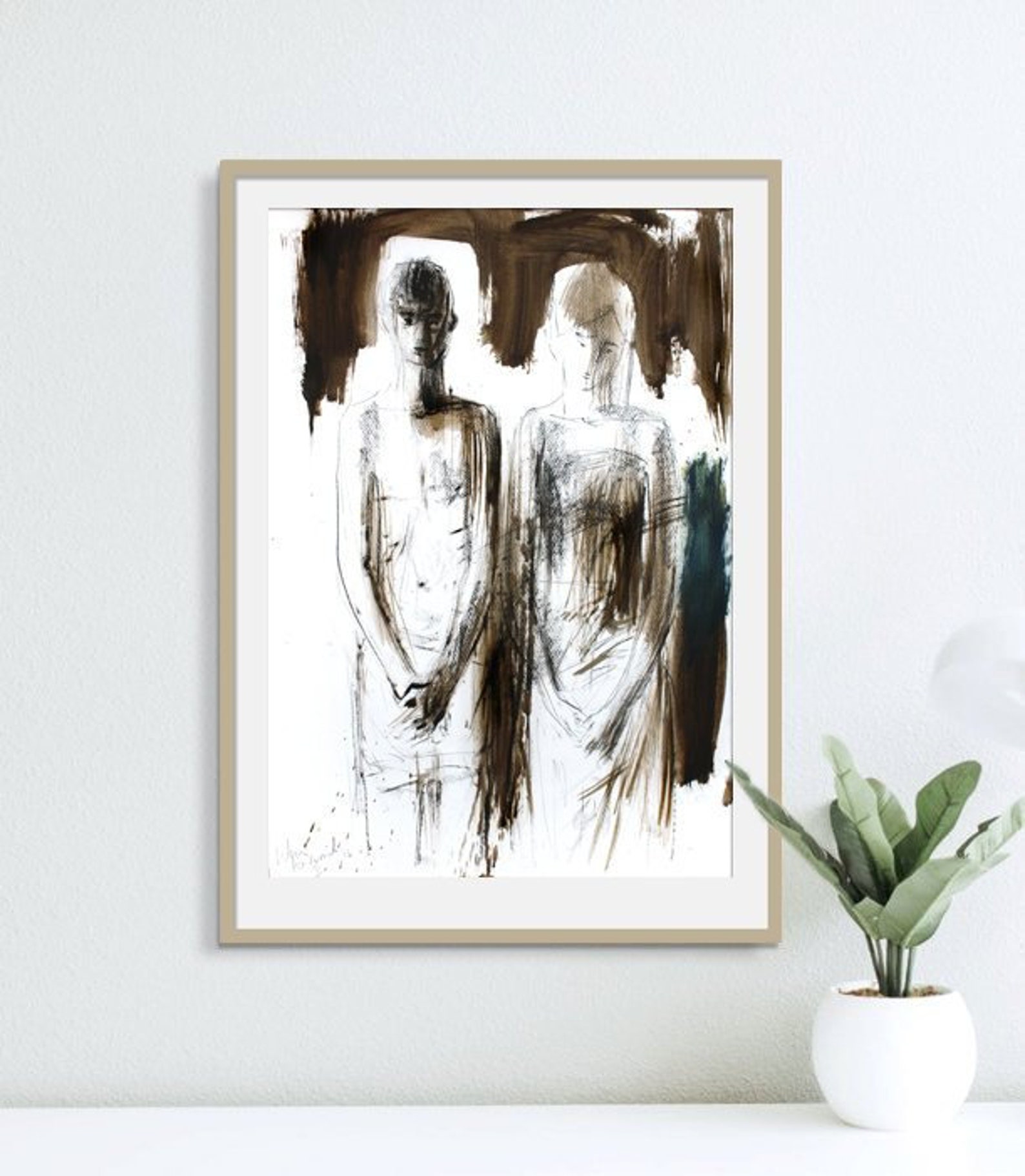 Couple Drawing Print Man and Woman Sketch Living Room Wall - Etsy