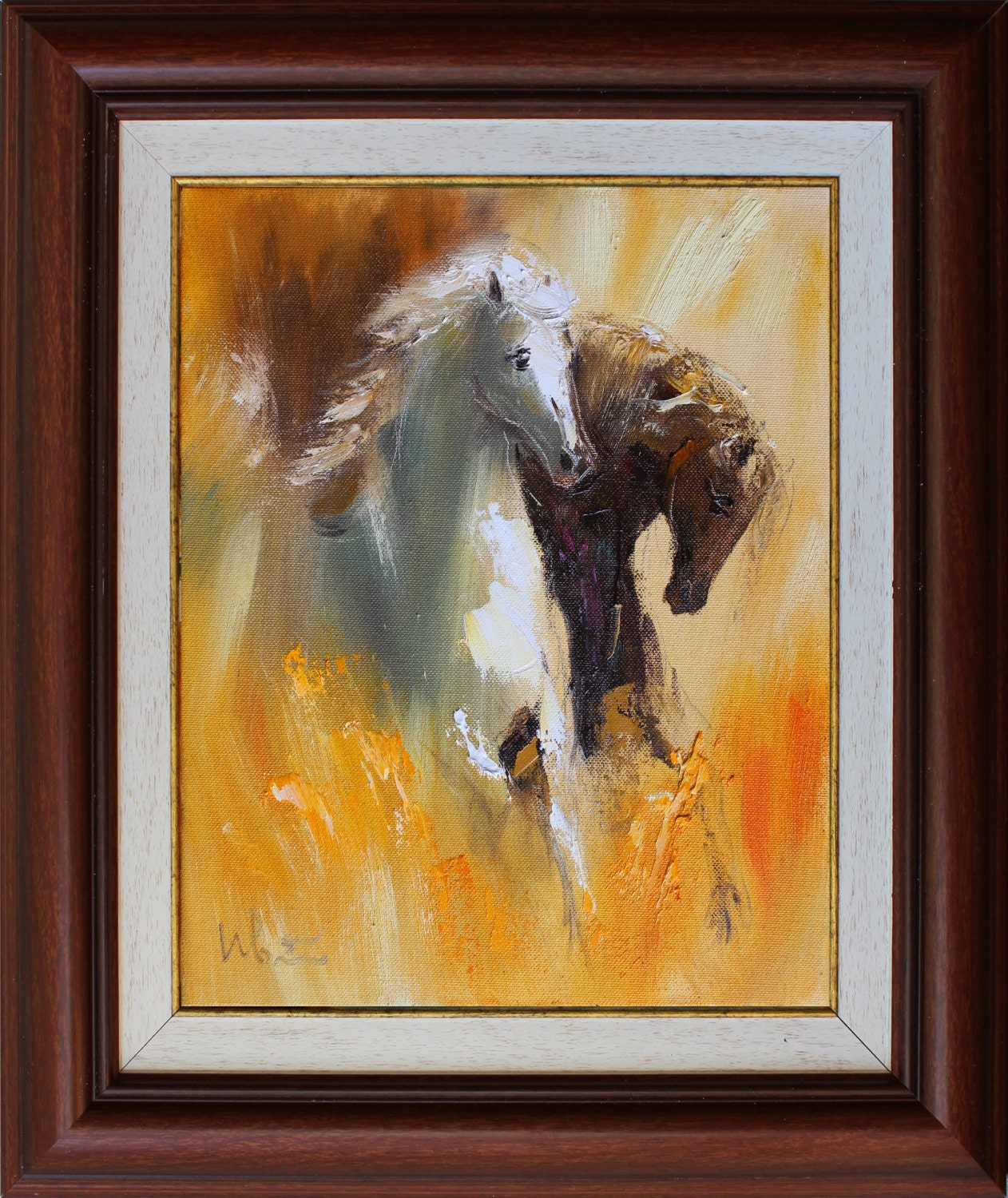 Horse oil painting Original canvas art Palette knife Modern Etsy