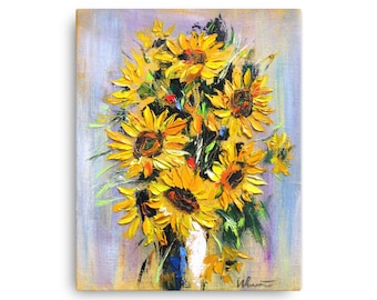 16 x 20 Canvas Print, Sunflowers Wall Art Decor Living Room, Housewarming Gift, Kitchen Wall Decor, Painting Print, 12 x 16 Print, Stretched