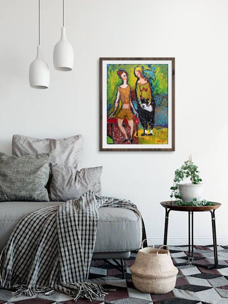 Woman print, Woman painting, Oil painting print, Modern wall art print, Colorful living room decor, Figure painting, Giclee fine art print image 1
