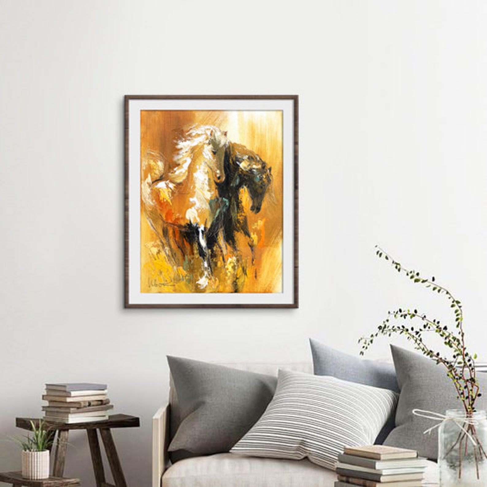 Horse Wall Art Living Room Decor Animal Painting Print Etsy