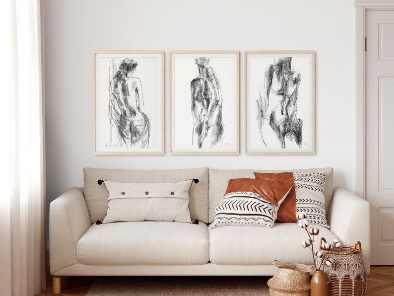 Set of 3 Wall Art Prints Black and White Prints Minimalist Etsy