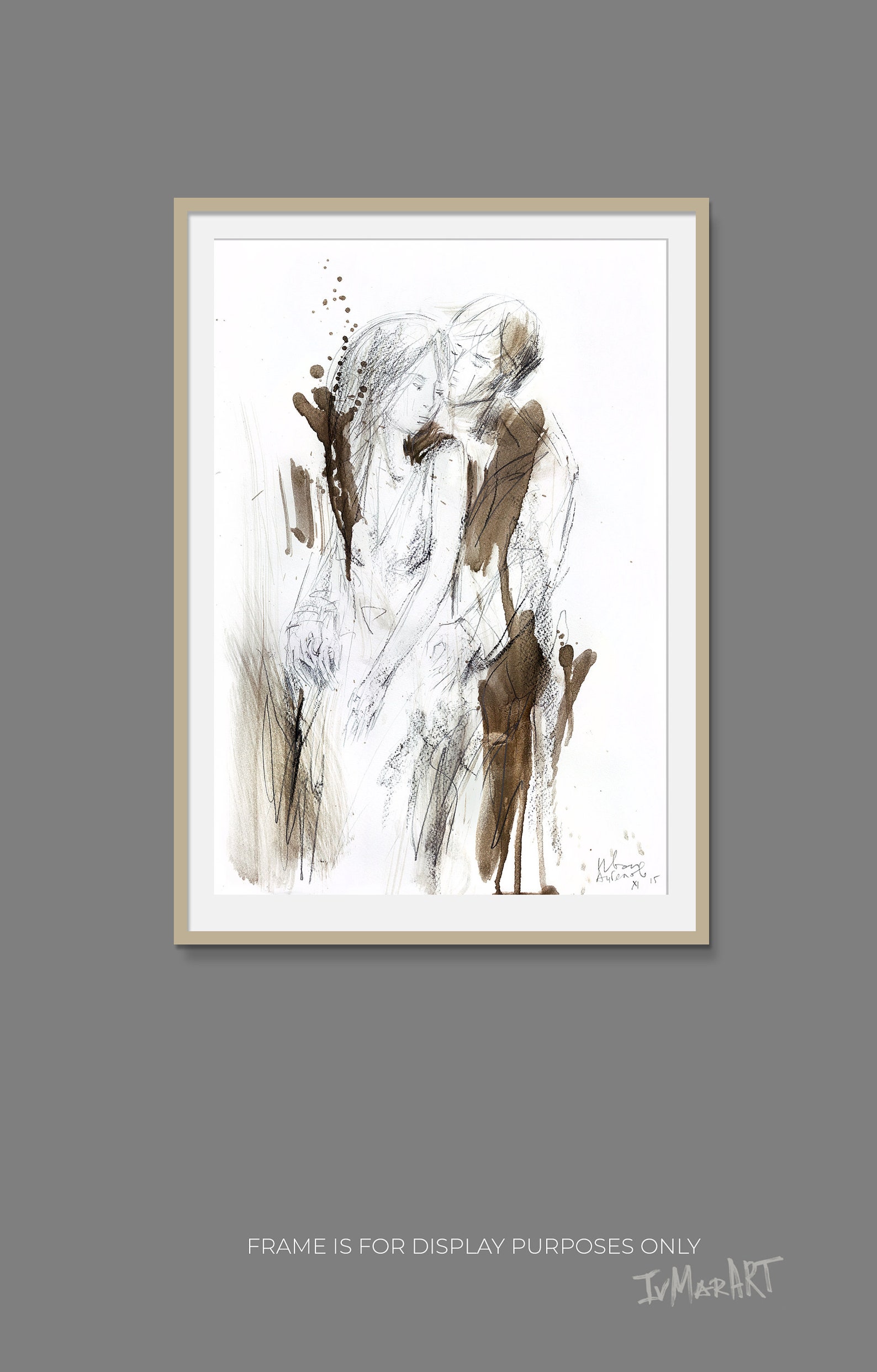 Couple Art Print, Man and Woman Drawing, Anniversary Gift, Wall Art ...
