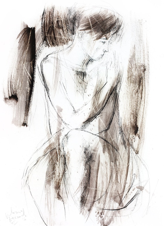 Croquis De Nu Dessin Femme Nue Dessin Dessin Au Fusain Dessin Marron Art Moderne Croquis Au Fusain Figuratif Wall Art Croquis Femme