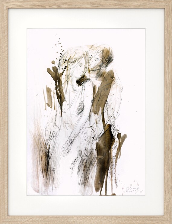 Dessin De Couples Croquis De Charbon De Bois Dessin Original Croquis De Couple Art De Mur De Couple Art Figuratif De Mur Décor De Mur Dessin De
