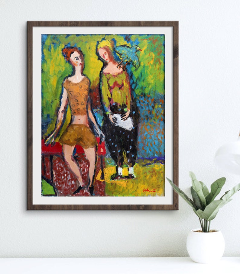 Woman print, Woman painting, Oil painting print, Modern wall art print, Colorful living room decor, Figure painting, Giclee fine art print image 3