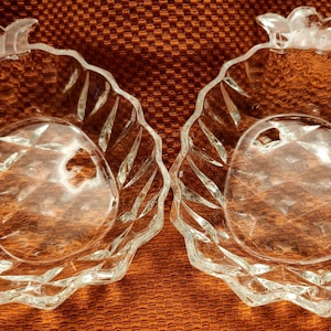Serving Bowls Two Pineapple Shaped Clear Glass 6 by 4 Inch 1960s