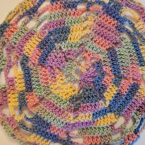 Handmade Rainbiw Pastel Colored Doilies 5 1/2 inches