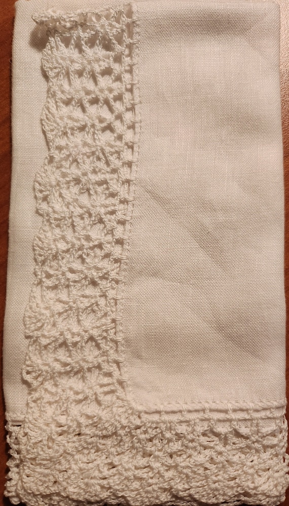 Ivory Wedding Bridal Hankie with Handmade Edging 1