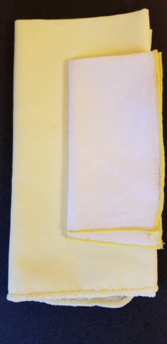 Light Yellow Pair Hankies 14 and 9 Inches