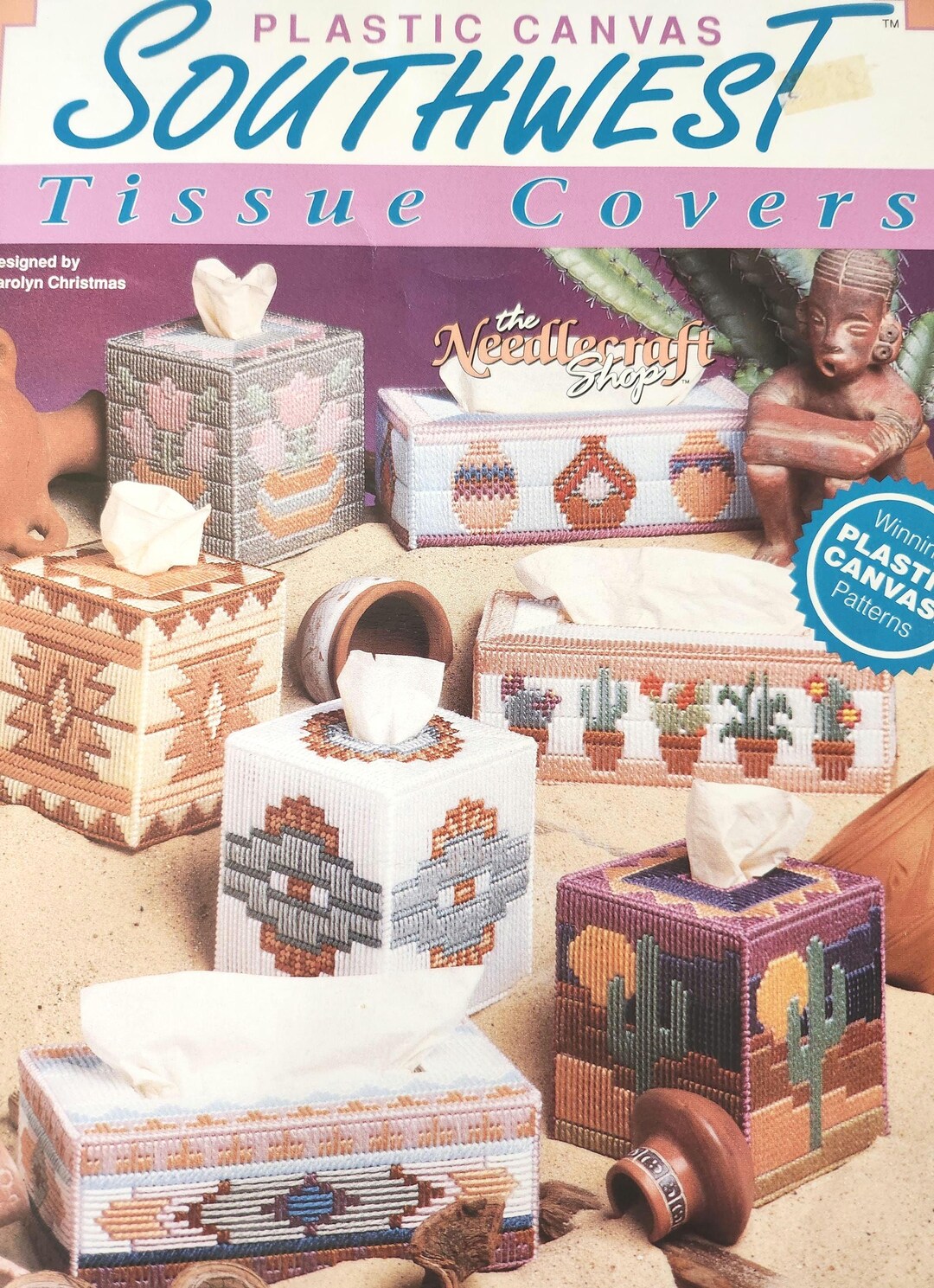 Southwest Plastic Canvas Patterns: Tissue Cover, Desert Bloom, Aztec ...