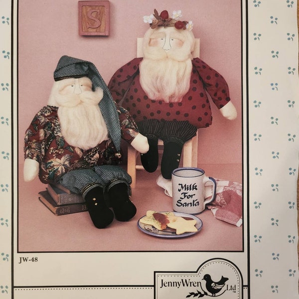 Old World Santa with Hat and Garland Pattern Primitive Uncut 21 Inches