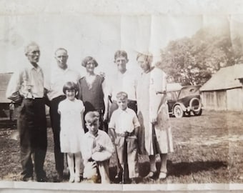 Family Photo Black and White 1940s Imperfection