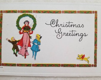Christmas 1900s Children Postcard Used