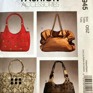 Bags McCalls Fashion Accessories M4936 Sewing Pattern Six Lined Bags With Pockets Factory Folded Unused