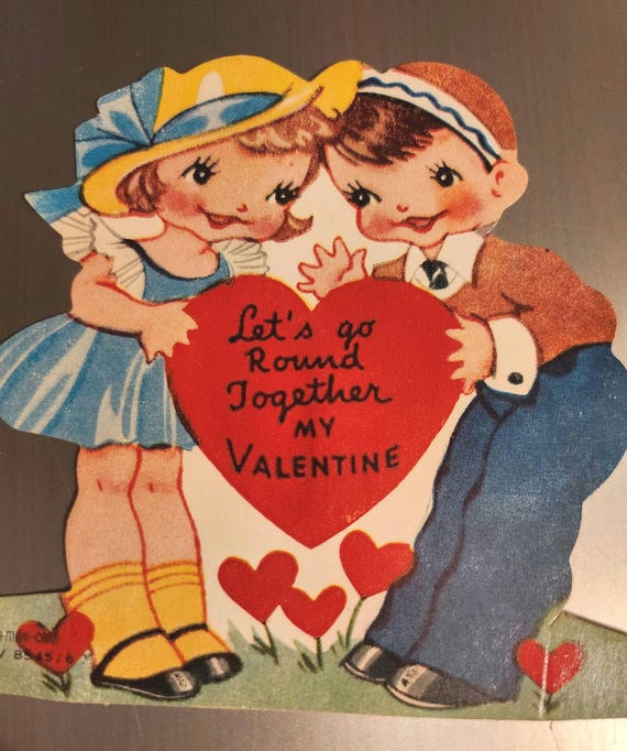 Valentines Cards Boy And Girls Vtg Die Cut Valentine Day Card Cute Boy