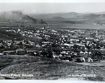 Klamath Falls, Oregon Aerial View Postcard Used Black and White