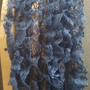 Lace Navy Blue Gathered Ruffled 3 Yards 30 by 1 Inch