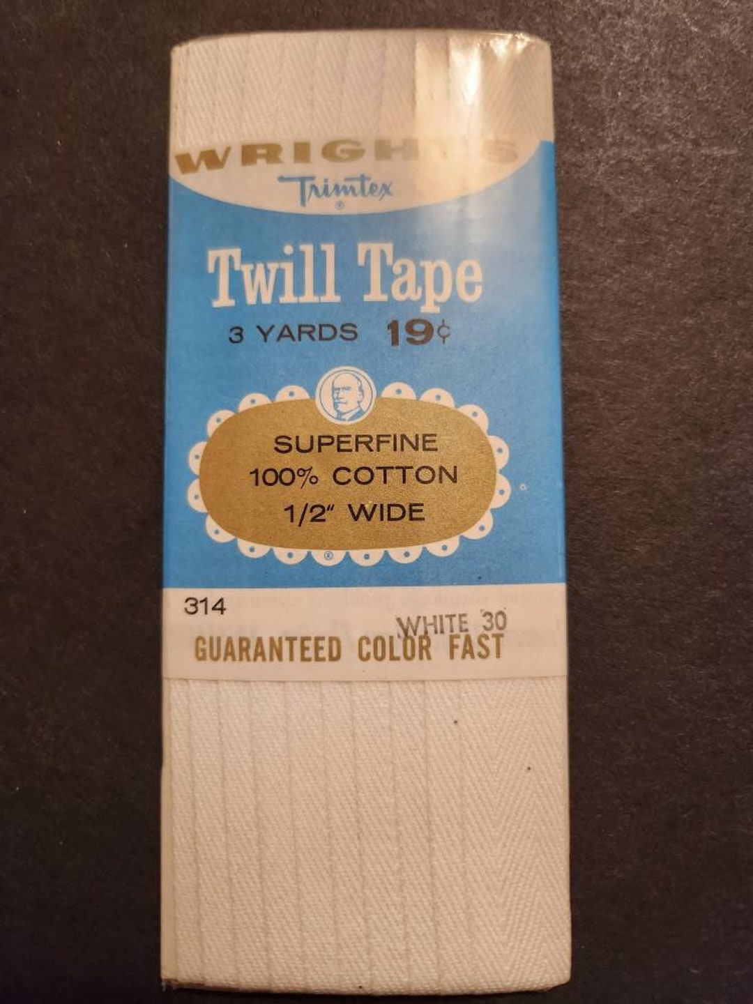 White Twill Tape 3 Yards by 1/2 Inch Width New Crafts Cardmaking Unused