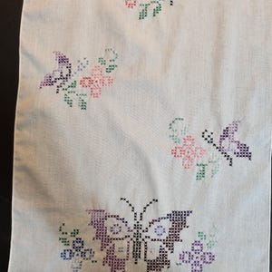 Dresser Scarf Cross Stitch Multicolor Butterflies 14 by 40 Inch Hand  Embroidered - Etsy
