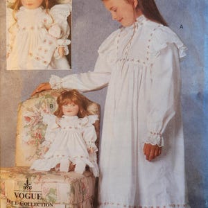 Vogue Craft 9559 Sewing Pattern Girls Nightgown and Doll Clothes Size 2 to 5