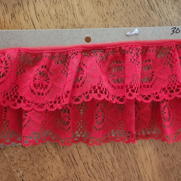 Red Lace Sewing Frafts Cardmaking 30 by 2 Inches