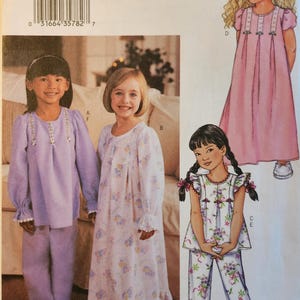 Butterick 3661 Sewing Pattern Girls Nightgown and Pajamas Size 2 to 5