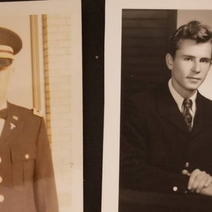 Photo Set (2) Military Uniform 1940s Black and White
