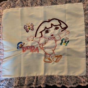 Dora the Explorer Pillowcass Cover Embroidered 18 by 16 Inch