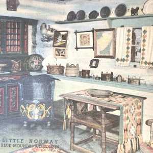 Blue Mound, Wisconsin Little Norway Kitchen Scene Postcard Unused