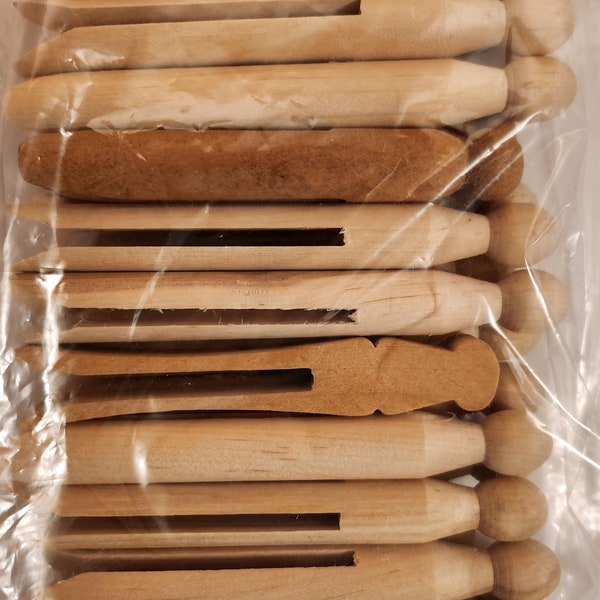 Wooden Clothespins 24 Total Craft Supply Ornament Dolls 4 1/2 Inches