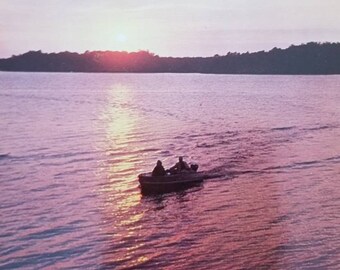 Watertown Wisconsin Rock River Scene with Canoe Unused Vacationland Scene Real Photo Postcard