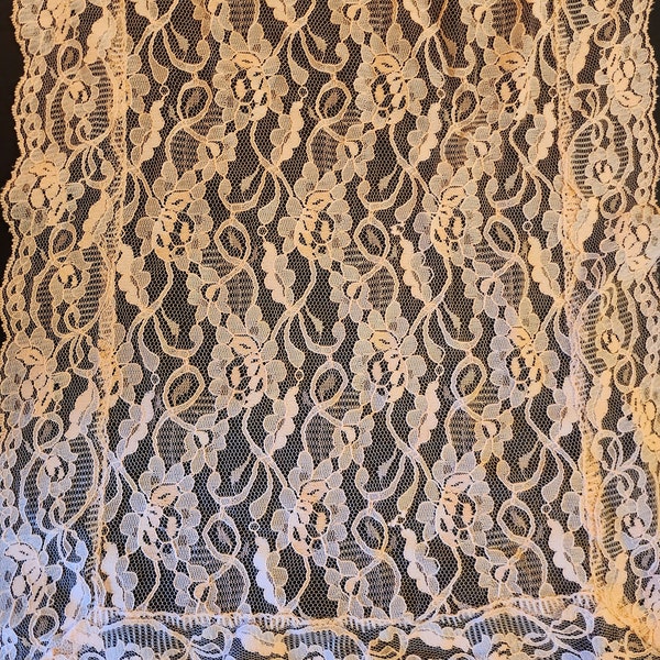 Peach Lace Tablerunner Dresser Scarf 14 Inches by 42 inches Rose Pattern