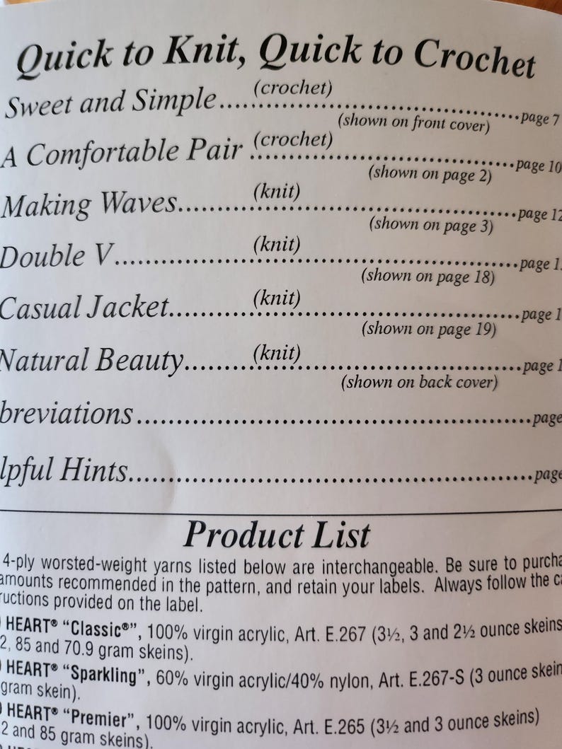 Red Heart Quick to Knit or Crochet Sweaters Patterns Etsy