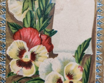 Pansie Card Removed From Scrapbook Vintage Paper Craft Cutter