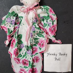 Hankie Pink Flower Church Doll 13 Inch Handmade
