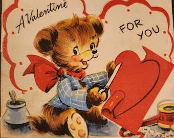 Bear  Themed Used Childs Valentine Card 1960s