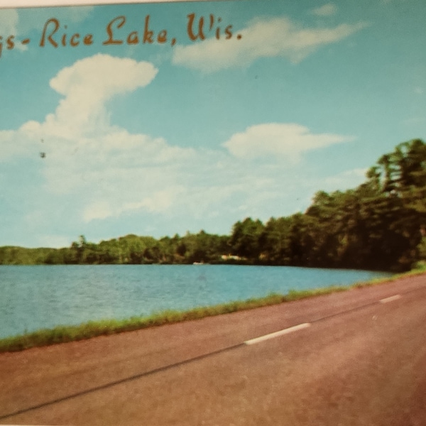 Rice Lake Wisconsin Vintage Real Photo Postcard  Lake Scene 1964 Used