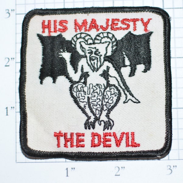 His Majesty The Devil - Iron-On Vintage Patch -  Winged Horned Satan Lucifer Beelzebub - Ultra Rare *Only 1 in Stock*  e18o