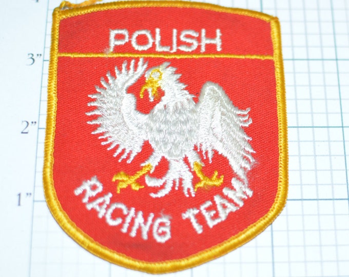 Polish Racing Team Sew-On Vintage Embroidered Clothing Patch for Snowmobile Jacket Vest Shirt Jeans Backpack Cute 1970's Crest Insignia