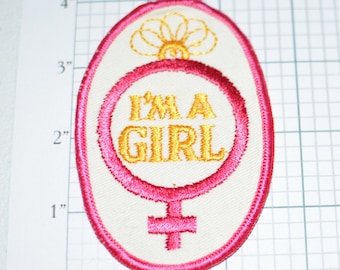 I'm A Girl Cute Vintage Embroidered Sew-on Patch Baby Clothing Toddler Newborn Female Venus Symbol Blanket Jeans Baby Gender Reveal Idea e6