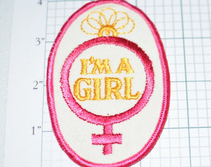 I'm A Girl Cute Vintage Embroidered Sew-on Patch Baby Clothing Toddler Newborn Female Venus Symbol Blanket Jeans Baby Gender Reveal Idea e6