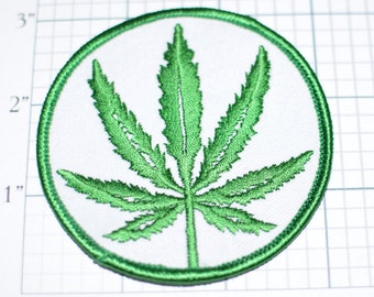Marijuana Leaf Iron-On Vintage Patch - 1970s Hippie Boho for Jacket Backpack Jeans Vest Biker