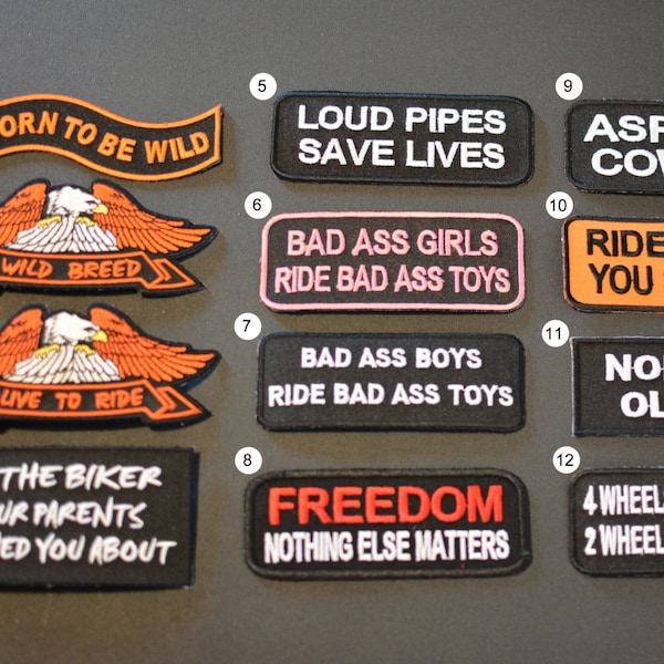 Tattooed Embroidered Iron-On Patch – Funny MC Biker Patch – DIY